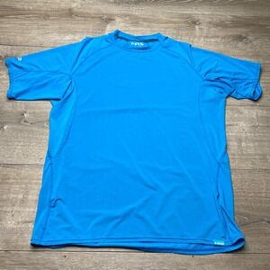 NRS Shirt Rash Guard Mens Medium Blue Polyester Spandex UPF 50+ Short Sleeve